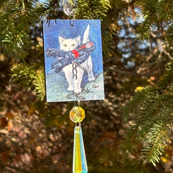 Krampus cat Ornament, retro krampus postcard reproduction ornament, creepmas - Picture 5 of 10